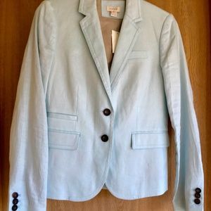 J. CREW LINEN JACKET -- LIGHT AQUA --NEW WITH TAGS